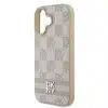 DKNY iPhone 16 Backcover hoesje PU Leather Checkered Pattern and Stripe - Roze-5-Cityhoesje.nl