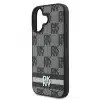 DKNY iPhone 16 Backcover hoesje PU Leather Checkered Pattern and Stripe - Zwart-5-Cityhoesje.nl