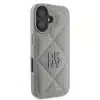 DKNY iPhone 16 Backcover hoesje PU Leather Quilted Stack Logo - Grijs-3-Cityhoesje.nl