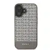 DKNY iPhone 16 Backcover hoesje PU Leather Repeat Pattern Bottom Stripe MagSafe - Bruin-2-Cityhoesje.nl