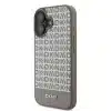 DKNY iPhone 16 Backcover hoesje PU Leather Repeat Pattern Bottom Stripe MagSafe - Bruin-4-Cityhoesje.nl