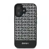 DKNY iPhone 16 Backcover hoesje PU Leather Repeat Pattern Bottom Stripe MagSafe - Zwart-2-Cityhoesje.nl