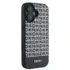 DKNY iPhone 16 Backcover hoesje PU Leather Repeat Pattern Bottom Stripe MagSafe - Zwart-3-Cityhoesje.nl
