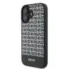DKNY iPhone 16 Backcover hoesje PU Leather Repeat Pattern Bottom Stripe MagSafe - Zwart-4-Cityhoesje.nl
