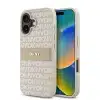 DKNY iPhone 16 Backcover hoesje PU Leather Repeat Pattern Tonal Stripe - Roze-1-Cityhoesje.nl