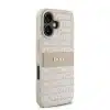 DKNY iPhone 16 Backcover hoesje PU Leather Repeat Pattern Tonal Stripe - Roze-3-Cityhoesje.nl