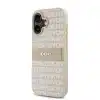 DKNY iPhone 16 Backcover hoesje PU Leather Repeat Pattern Tonal Stripe - Roze-4-Cityhoesje.nl