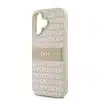 DKNY iPhone 16 Backcover hoesje PU Leather Repeat Pattern Tonal Stripe - Roze-5-Cityhoesje.nl