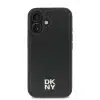 DKNY - iPhone 16 Plus Backcover hoesje PU Leather Repeat Pattern Stack Logo MagSafe - Zwart-1-Cityhoesje.nl