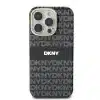 DKNY iPhone 16 Pro Backcover hoesje PCTPU Repeat Pattern Tonal Stripe Magsafe - Zwart-2-Cityhoesje.nl