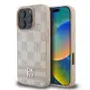 DKNY iPhone 16 Pro Backcover hoesje PU Leather Checkered Pattern and Stripe - Roze-1-Cityhoesje.nl