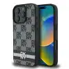 DKNY iPhone 16 Pro Backcover hoesje PU Leather Checkered Pattern and Stripe - Zwart-1-Cityhoesje.nl