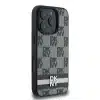 DKNY iPhone 16 Pro Backcover hoesje PU Leather Checkered Pattern and Stripe - Zwart-3-Cityhoesje.nl