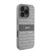 DKNY iPhone 16 Pro Backcover hoesje PU Leather Repeat Pattern Tonal Stripe - Beige-3-Cityhoesje.nl