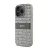 DKNY iPhone 16 Pro Backcover hoesje PU Leather Repeat Pattern Tonal Stripe - Beige-4-Cityhoesje.nl