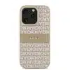 DKNY iPhone 16 Pro Backcover hoesje PU Leather Repeat Pattern Tonal Stripe - Roze-2-Cityhoesje.nl