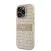 DKNY iPhone 16 Pro Backcover hoesje PU Leather Repeat Pattern Tonal Stripe - Roze-4-Cityhoesje.nl