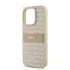 DKNY iPhone 16 Pro Backcover hoesje PU Leather Repeat Pattern Tonal Stripe - Roze-5-Cityhoesje.nl
