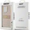 DKNY iPhone 16 Pro Backcover hoesje PU Leather Repeat Pattern Tonal Stripe - Roze-8-Cityhoesje.nl