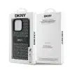 DKNY iPhone 16 Pro Backcover hoesje PU Leather Repeat Pattern Tonal Stripe - Zwart-8-Cityhoesje.nl