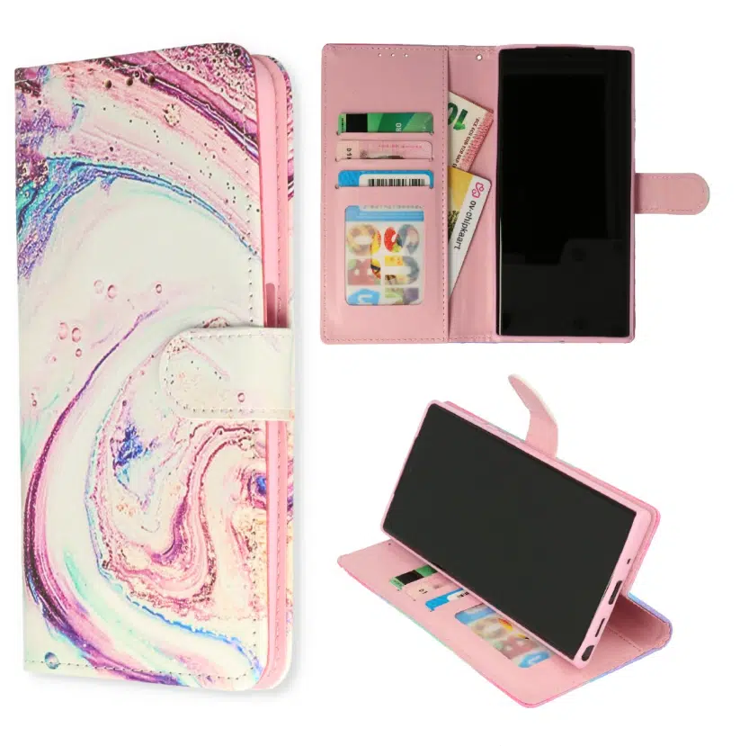 Cityhoesje - Bookcase – Geschikt voor – Samsung S24 FE – Marmer Galaxy - Afbeelding 1
