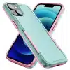 Cotyhoesje-iPhone 15-Anti-drop Back Cover Shockproof PC+TPU Bckcase-Roze Groen-1-Cityhoesje.nl