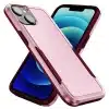 Cotyhoesje-iPhone 15-Anti-drop Back Cover Shockproof PC+TPU Bckcase -Roze Rood-1-Cityhoesje.nl