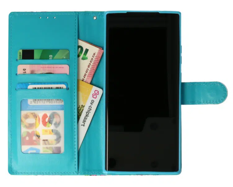 Samsung A16 -Bookcase Print-Marmer Blauw-Goud-3-Cityhoesje.nl