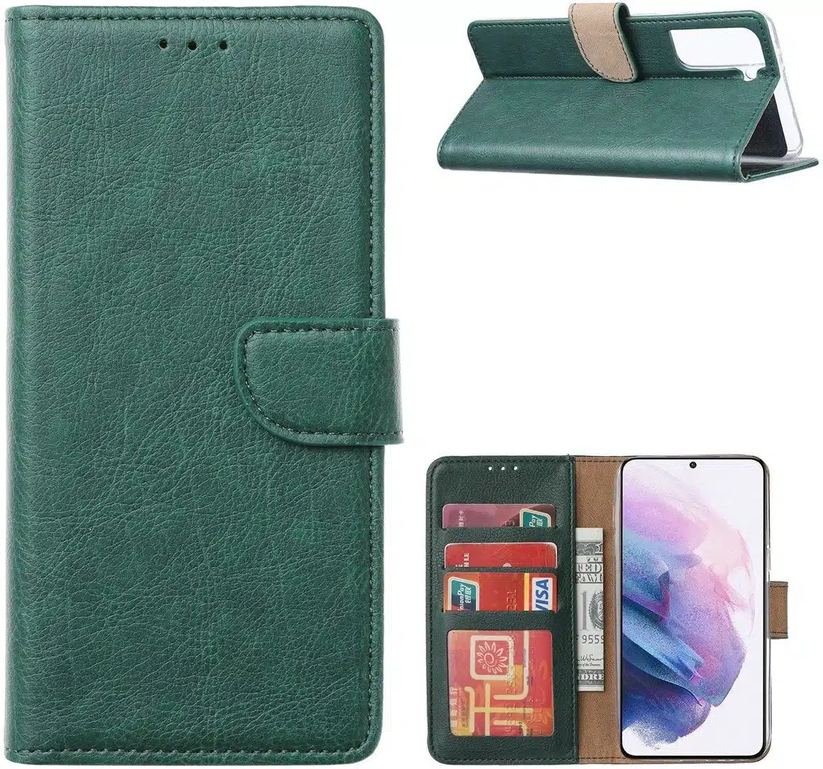 Cityhoesje – Geschikt voor – Samsung S24-S25 – Pasjeshouder – Groen - Afbeelding 1