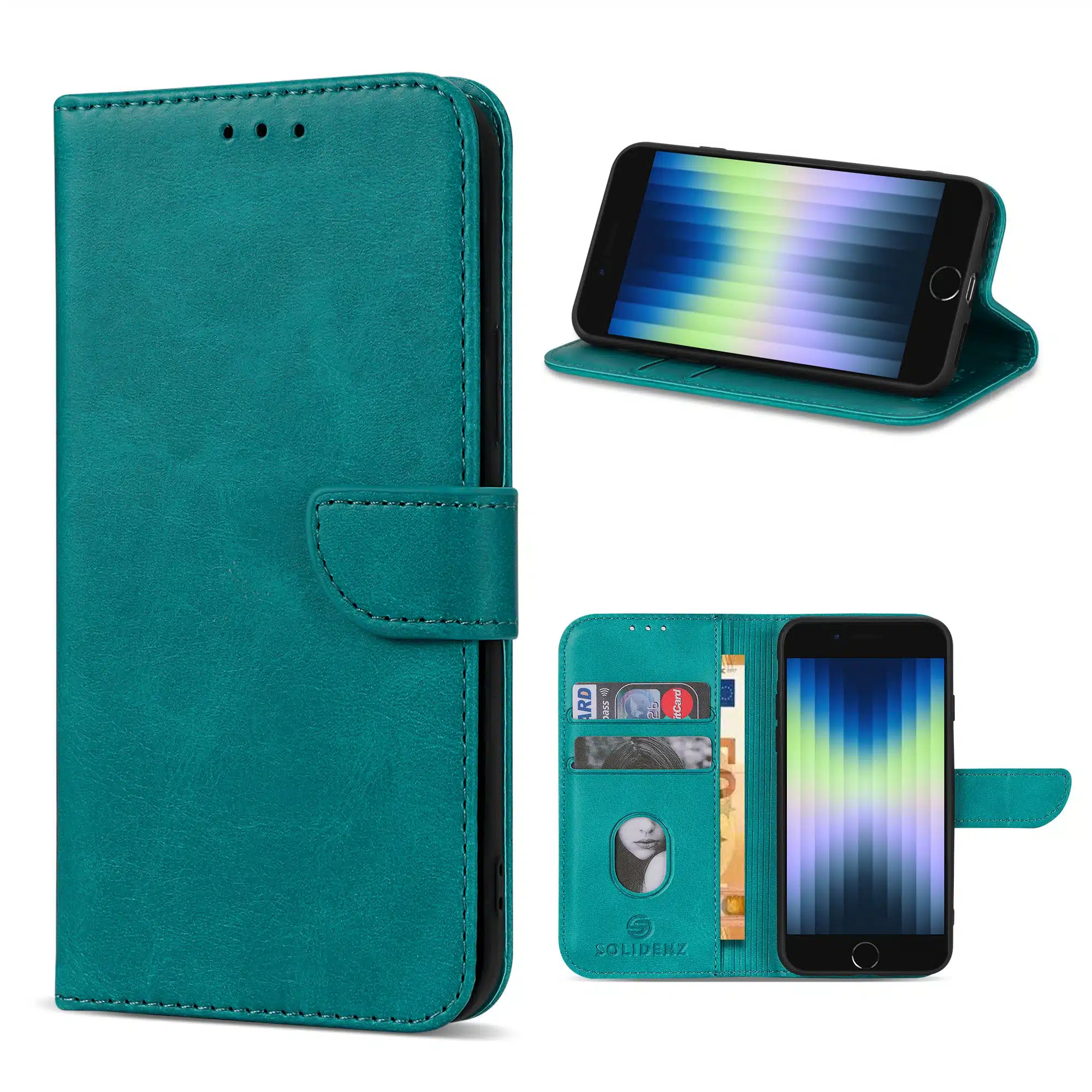 Solidenz - Bookcase iPhone SE (2022 / 2020) – iPhone 8 en iPhone 7 – Blauw - Afbeelding 1