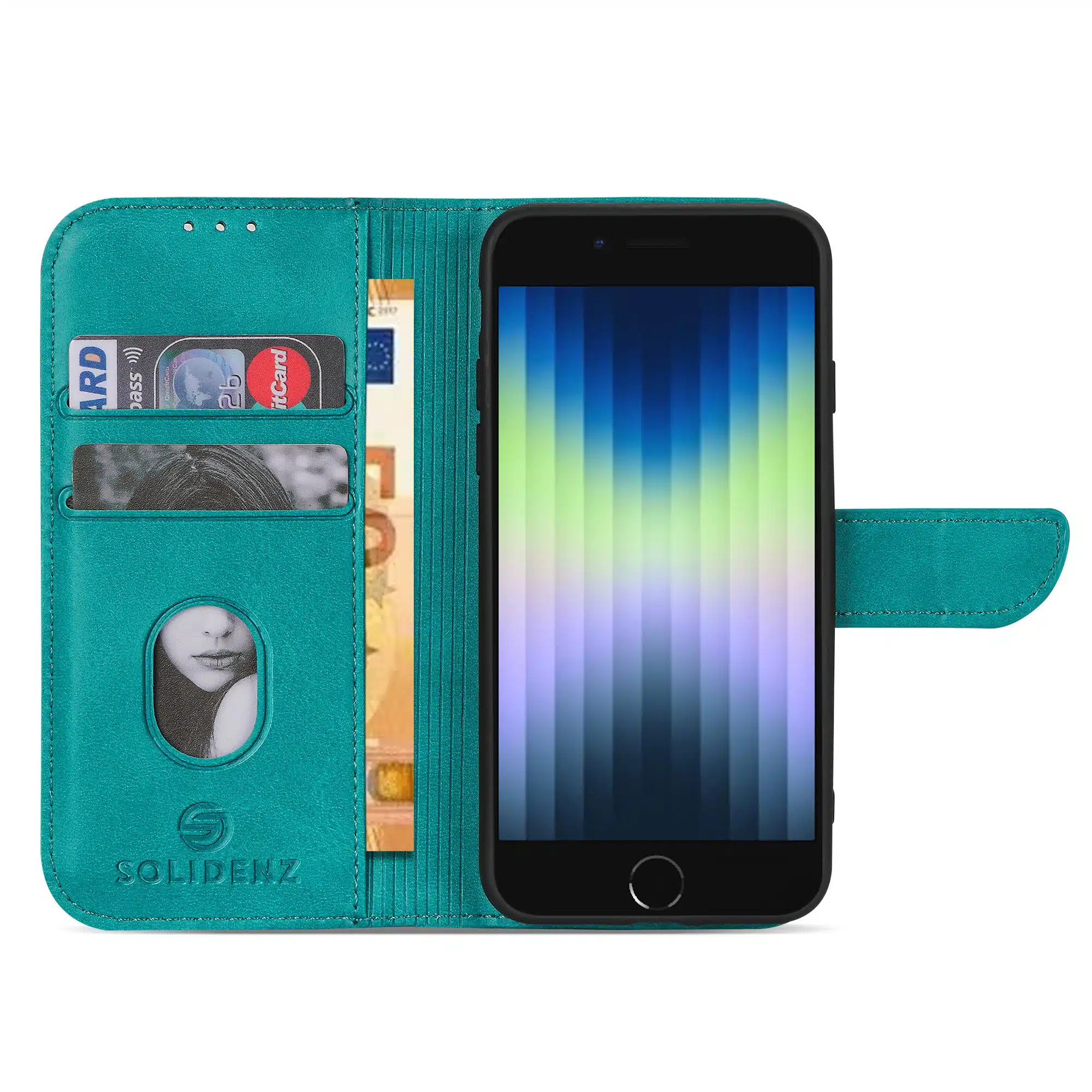 Solidenz - Bookcase iPhone SE (2022 / 2020) – iPhone 8 en iPhone 7 – Blauw - Afbeelding 4