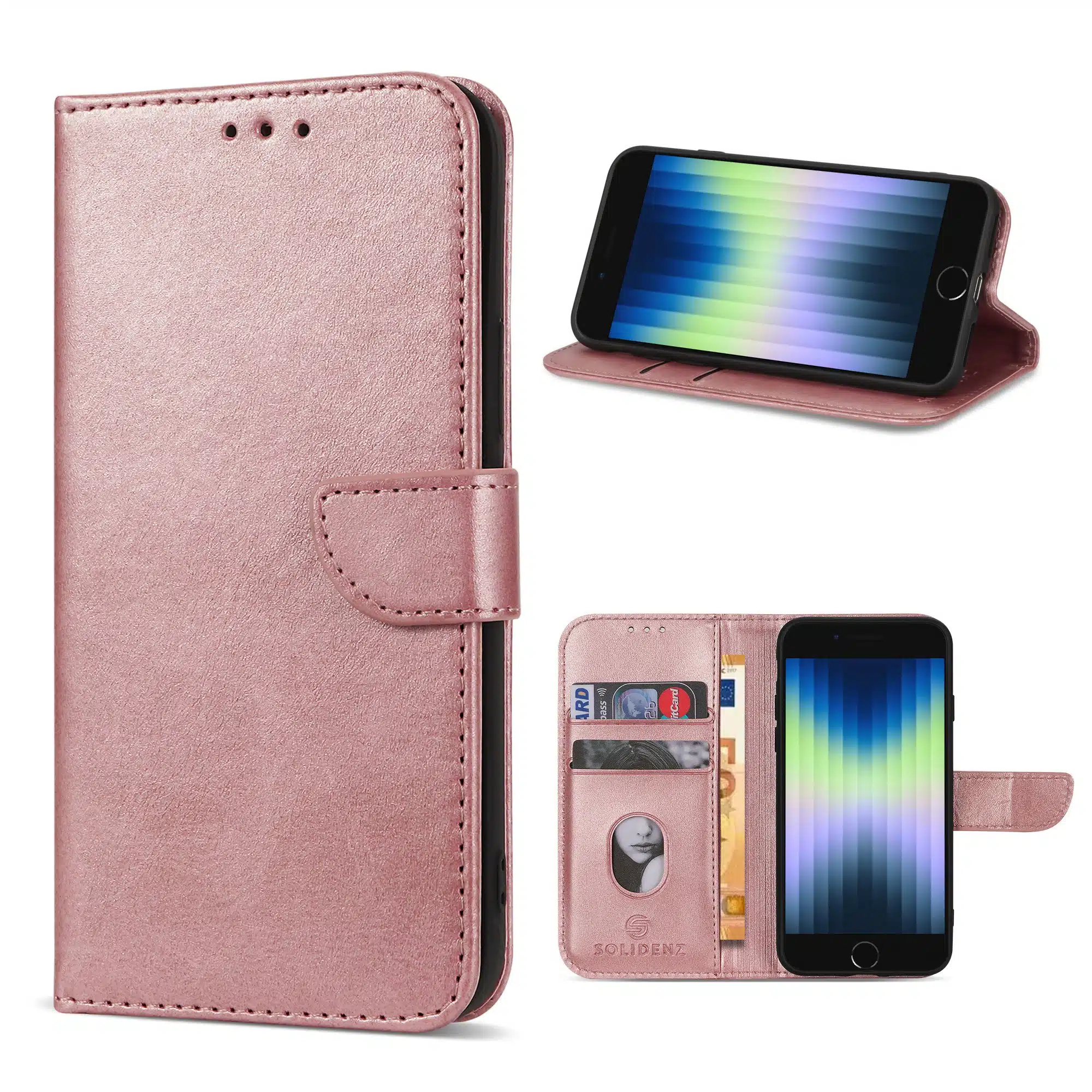 Solidenz - Bookcase iPhone SE (2022 / 2020) – iPhone 8 en iPhone 7 – Roségoud - Afbeelding 1