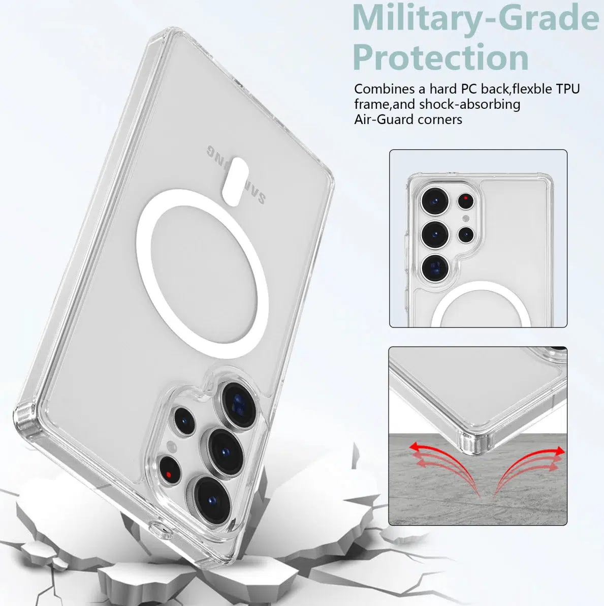 Cityhoesje-Samsung S25 Ultra-Magnetic MagSafe BackCass- Transparant-3-Cityhoesje.nl