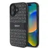 DKNY iPhone 16 Plus Backcover hoesje PU Leather Repeat Pattern Tonal Stripe - Zwart-1-Cityhoesje.nl