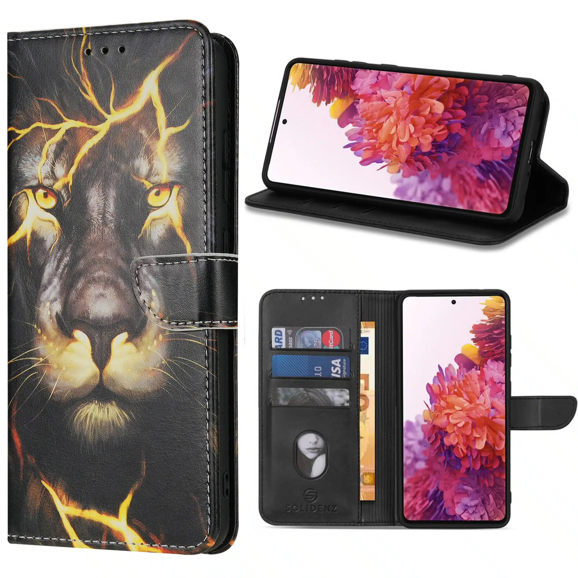 Solidenz – Bookcase – Geschikt voor – Samsung A26 – Print Leeuw - Afbeelding 1