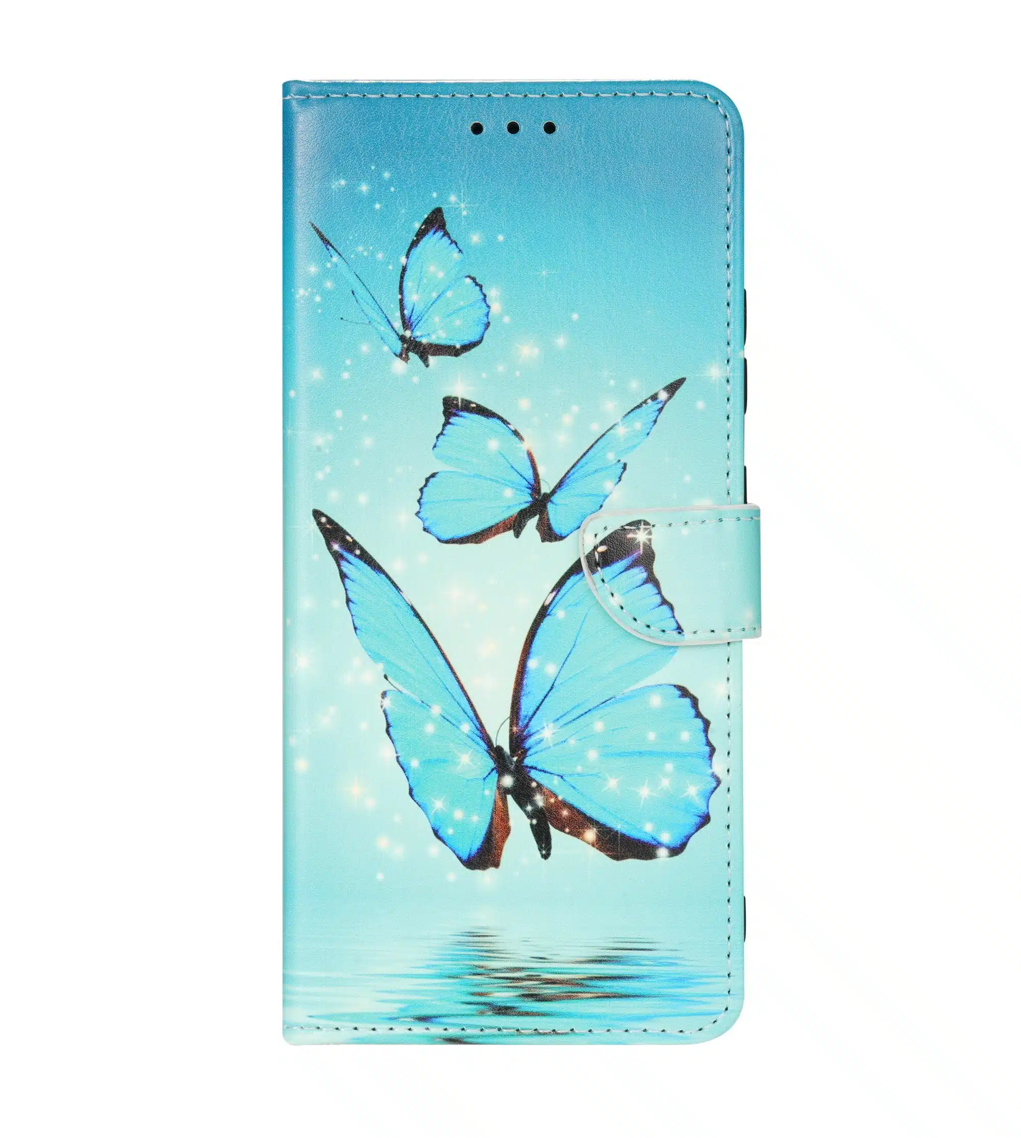 Solidenz – Bookcase – Geschikt voor – Samsung A36/A56 – Print Vlinder Blauw - Afbeelding 2