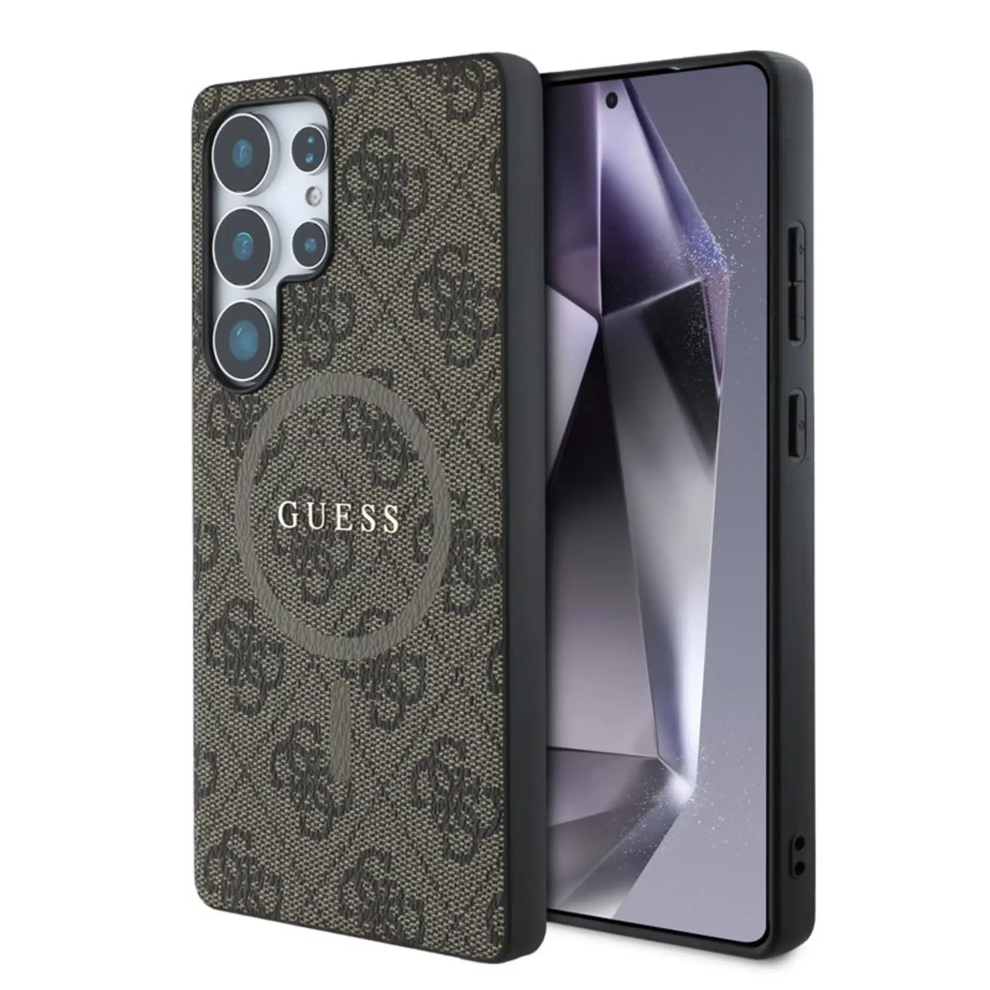 Guess - Geschikt voor Samsung S25 Ultra - Backcover hoesje - 4G Colored Ring Classic Logo - MagSafe - Bruin - Afbeelding 1
