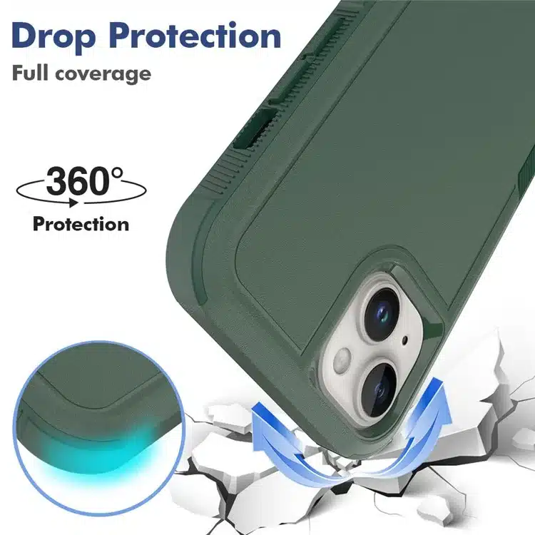 iPhone 15 PC+TPU Dual Layer Protection Cover Drop- Case-Groen-2-Cityhoesje.nl