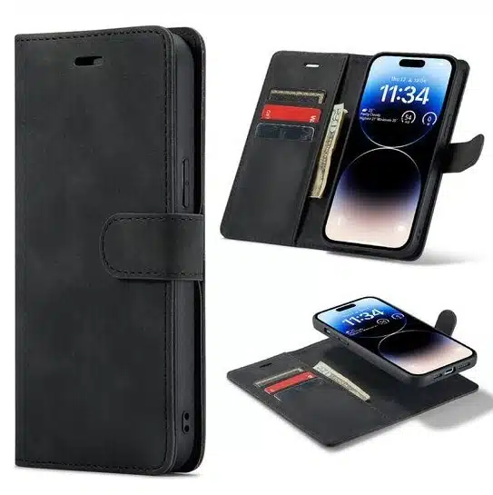 Cityhoesje-Bookcase 2 in1 iPhone16e-17e-Zwart - Afbeelding 1
