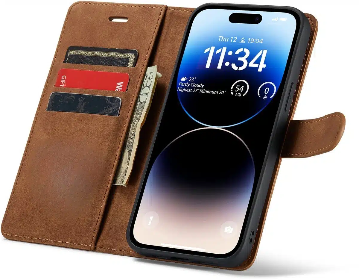 Cityhoesje-Bookcase 2 in1 iPhone 16e-17e-Bruin - Afbeelding 3