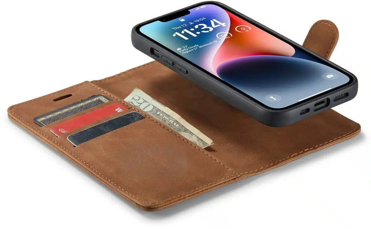 Cityhoesje-Bookcase 2 in1 iPhone 16e-17e-Bruin - Afbeelding 4