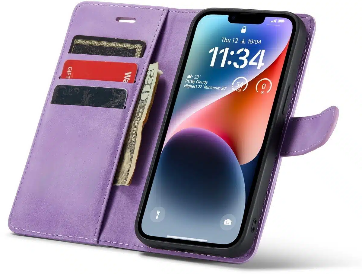 Cityhoesje-Bookcase 2 in1 iPhone16e-17e-Paars - Afbeelding 3