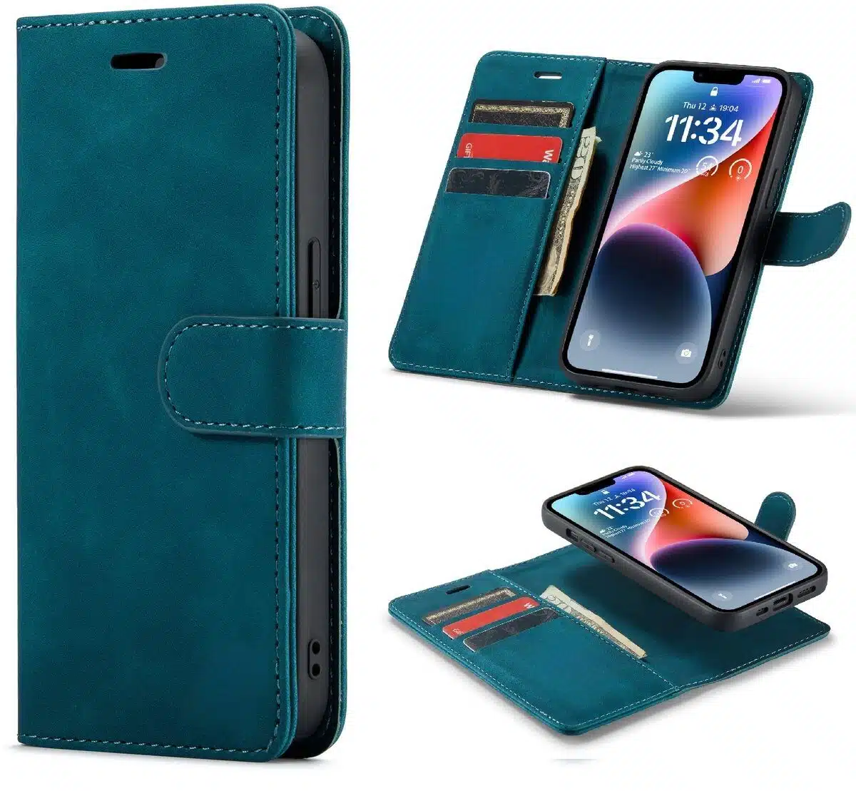Cityhoesje-Bookcase 2 in1 iPhone 16e-17e-Groen - Afbeelding 1