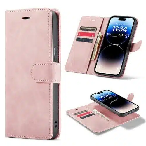 Cityhoesje-Bookcase 2 in1 iPhone 16e-17e-Roze - Afbeelding 1