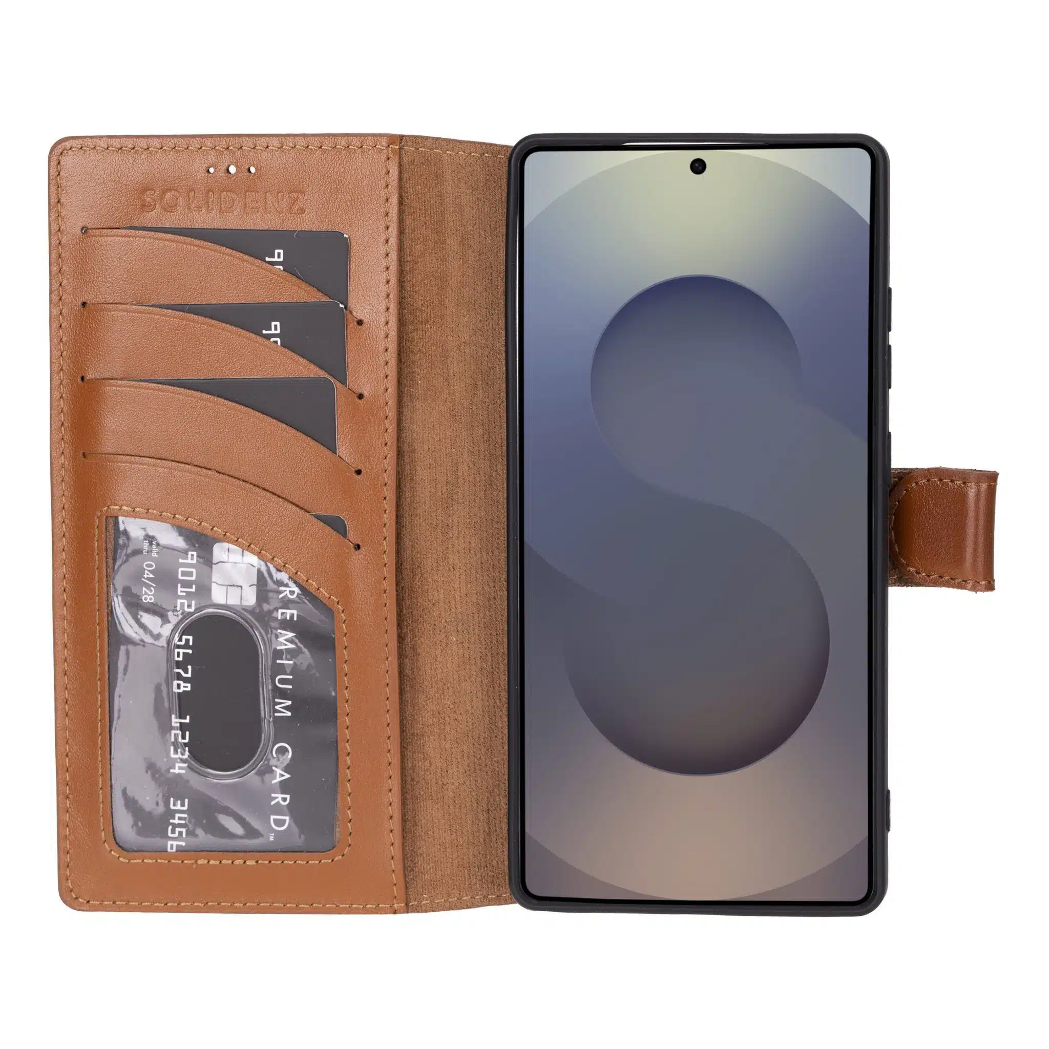 Solidenz Moda – Geschikt voor – Samsung S25 Ultra – Echt leren – Bookcase – DonkerBruin - Afbeelding 4