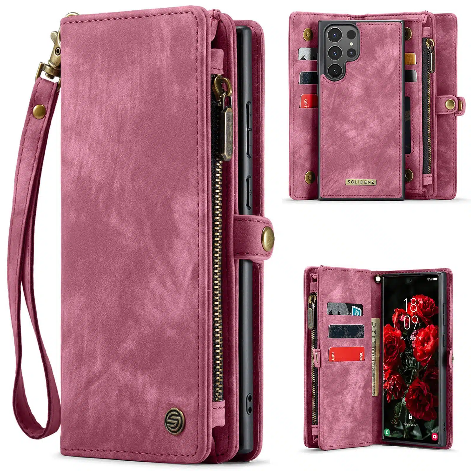 Solidenz Urban Wallet Samsung Galaxy S25 Ultra hoesje – Rood - Afbeelding 1