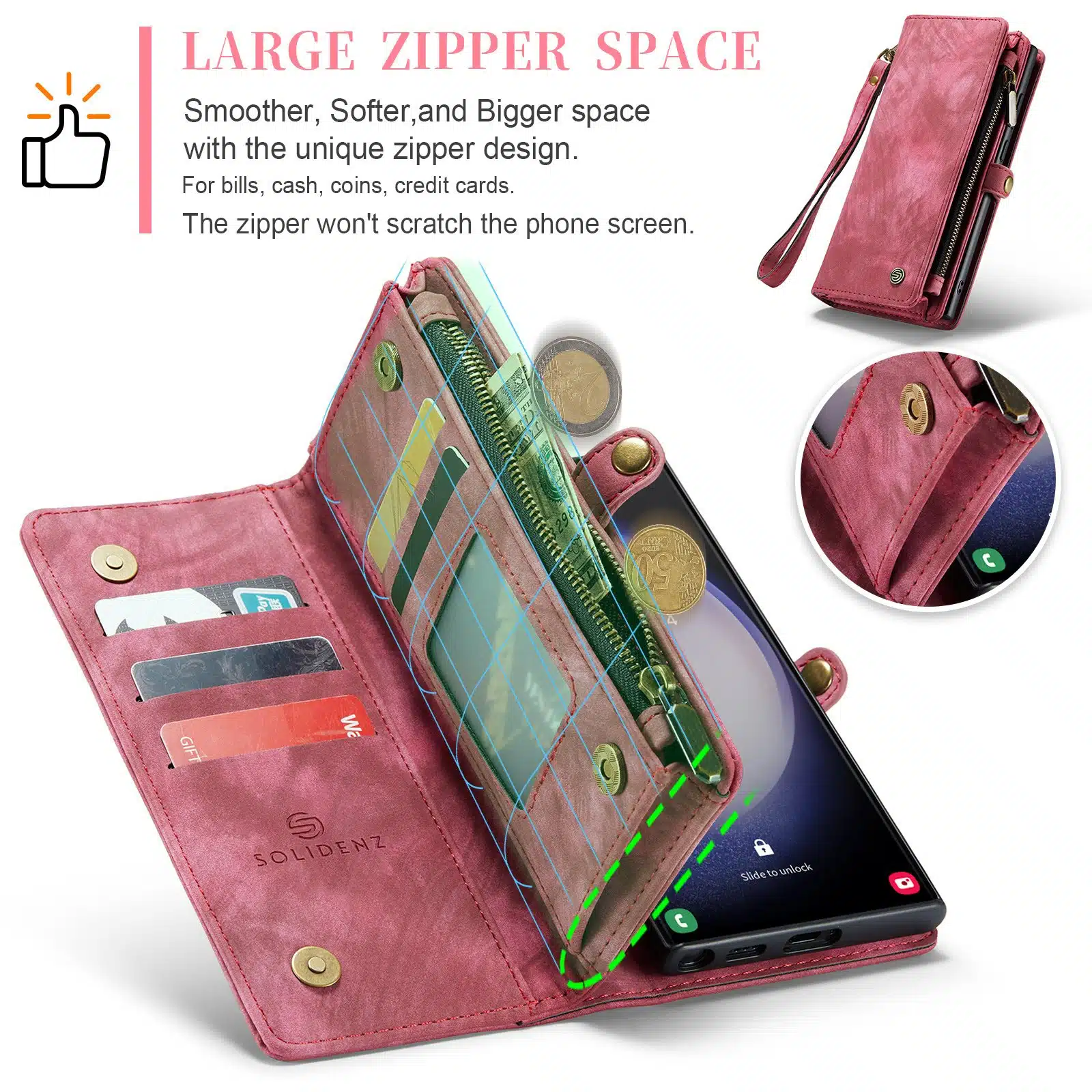 Solidenz Urban Wallet Samsung Galaxy S25 Ultra hoesje – Rood - Afbeelding 7