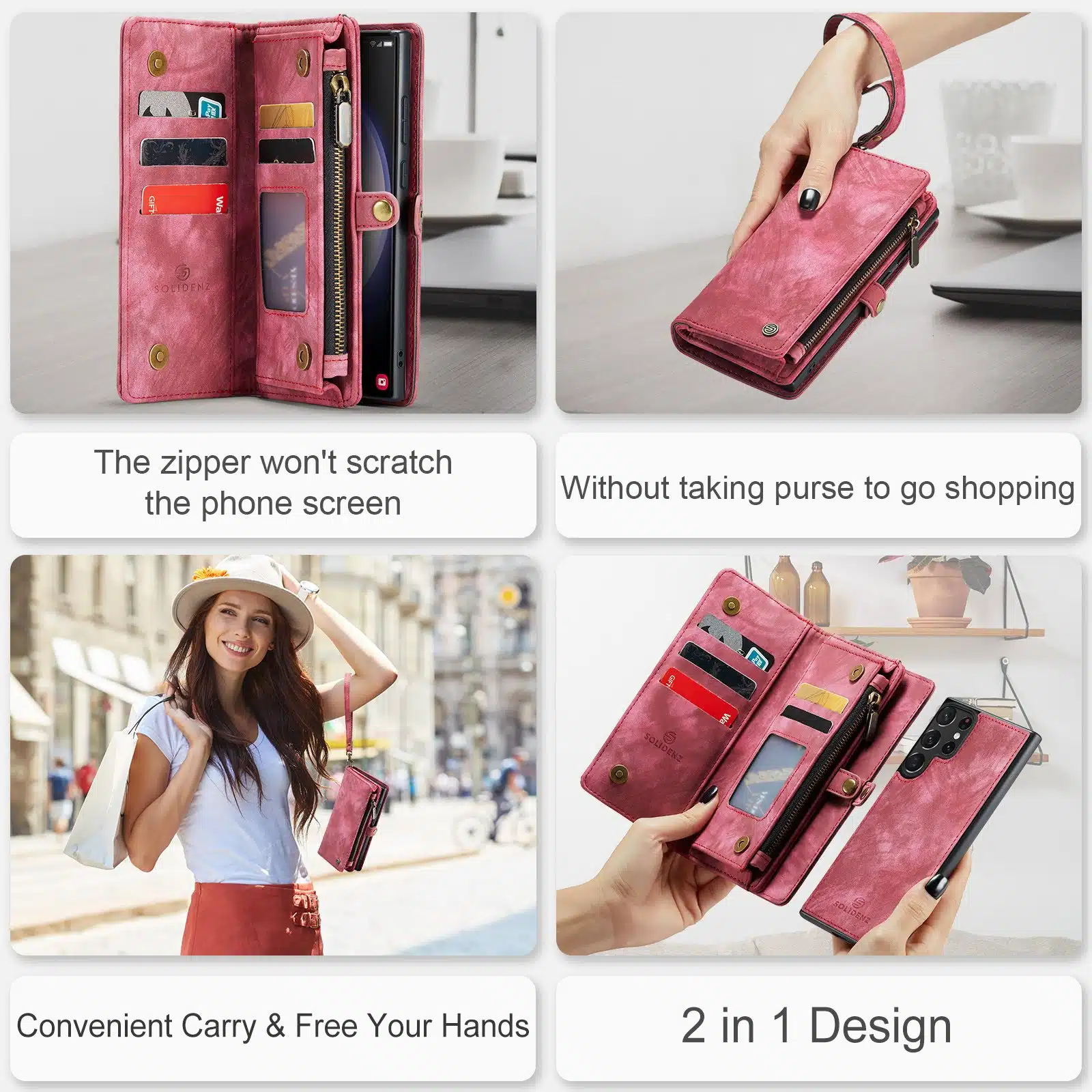 Solidenz Urban Wallet Samsung Galaxy S25 Ultra hoesje – Rood - Afbeelding 5