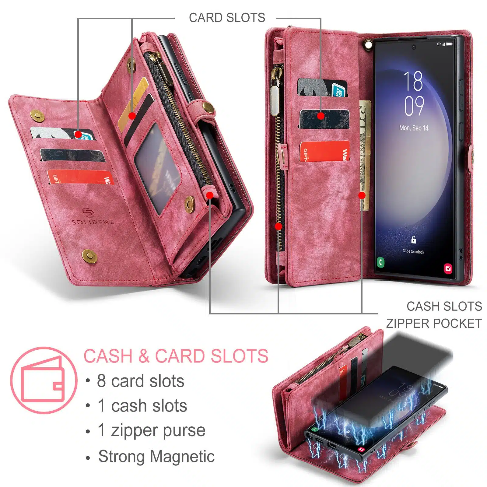 Solidenz Urban Wallet Samsung Galaxy S25 Ultra hoesje – Rood - Afbeelding 8