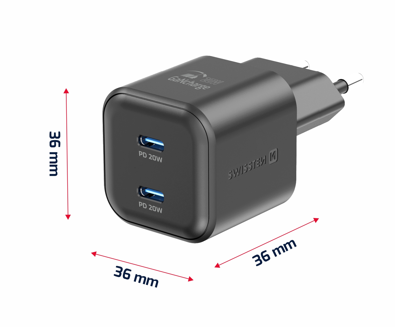 Swissten USB-C Travel Charger (20W) - Zwart - Afbeelding 1